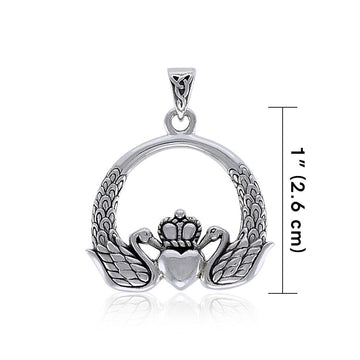 Swan Claddagh Silver Pendant TPD3607 - Jewelry